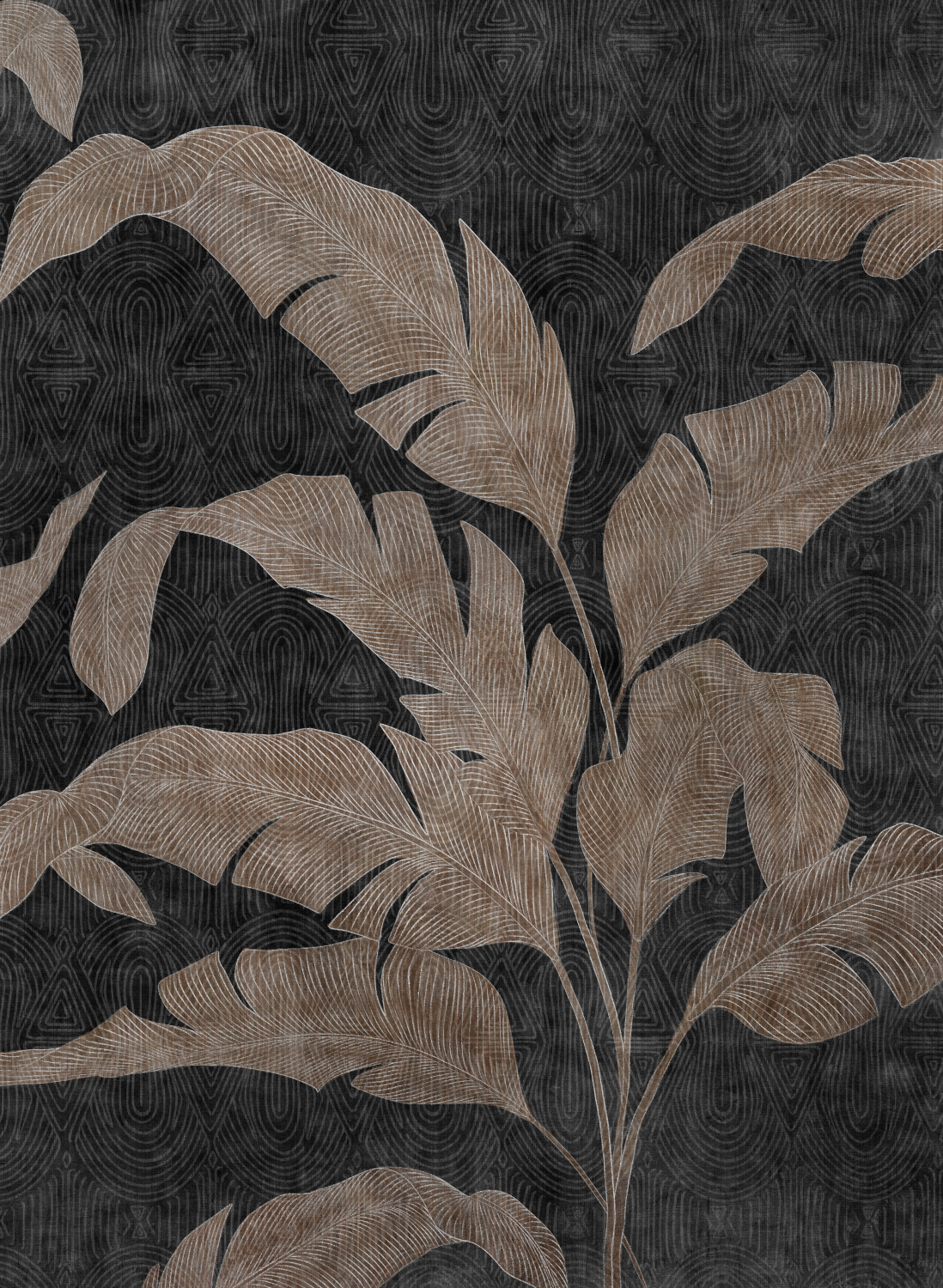 Wandbild Leaves Shadow - Silver