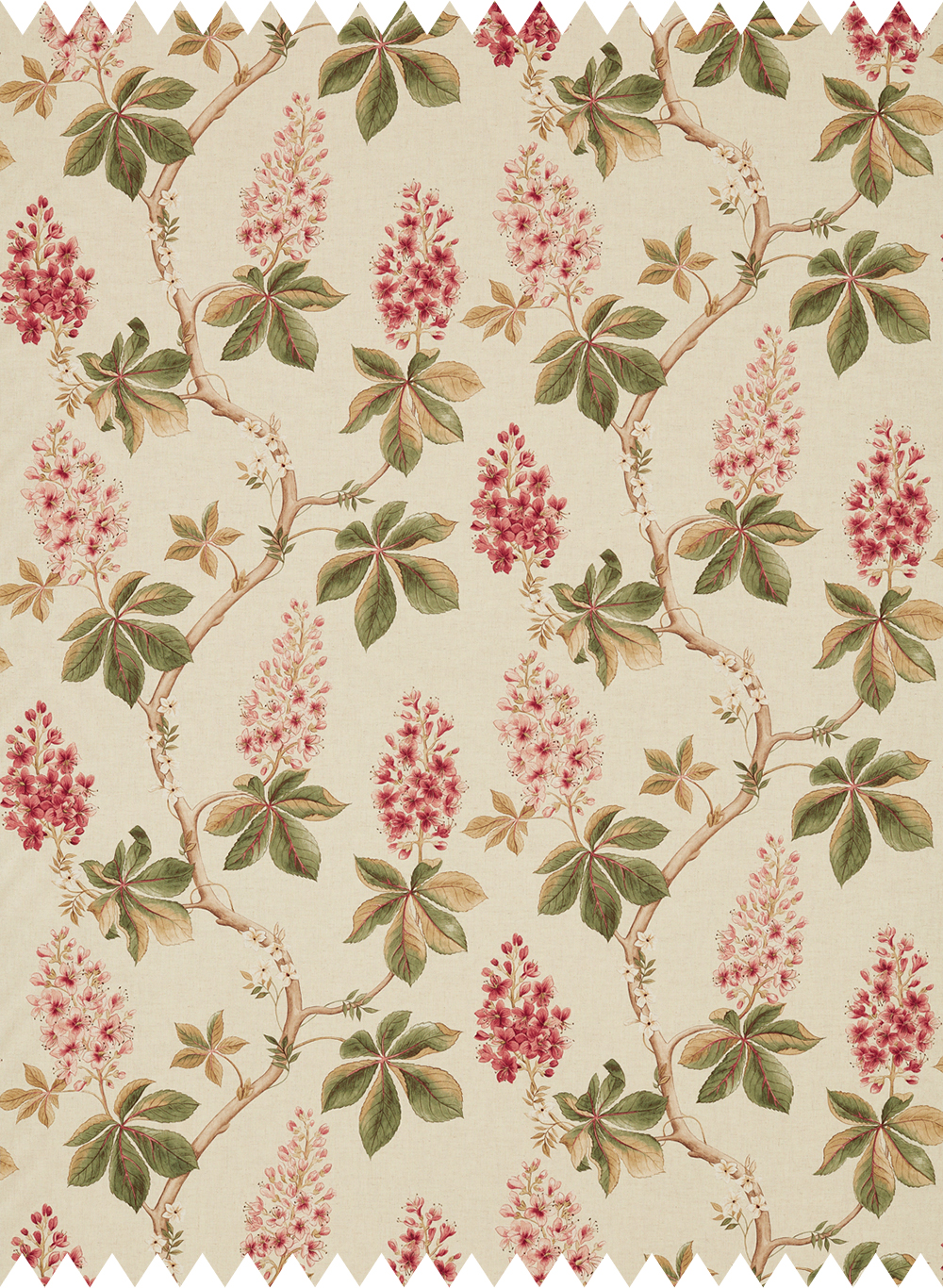 Stoff Chestnut Tree - Coral/ Bayleaf