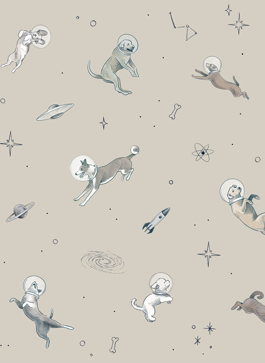 Wandbild Doggy Gravity - Cream
