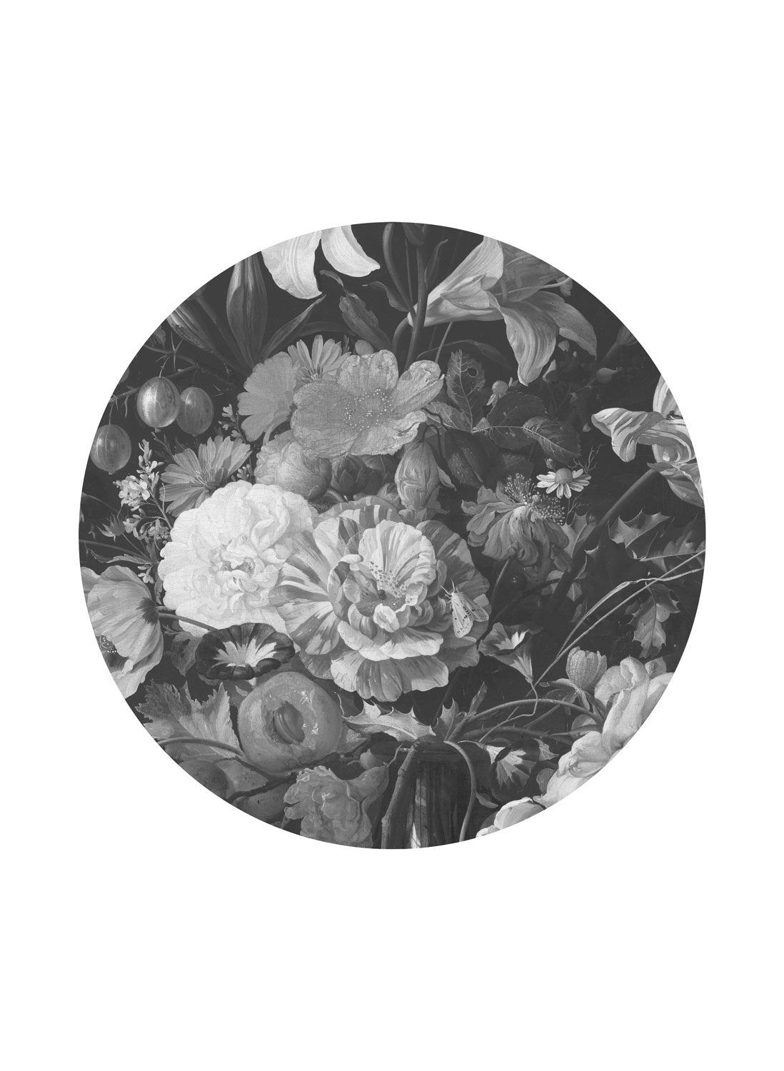 Wandbild Golden Age Flowers 10 Circle - M - 1.9m