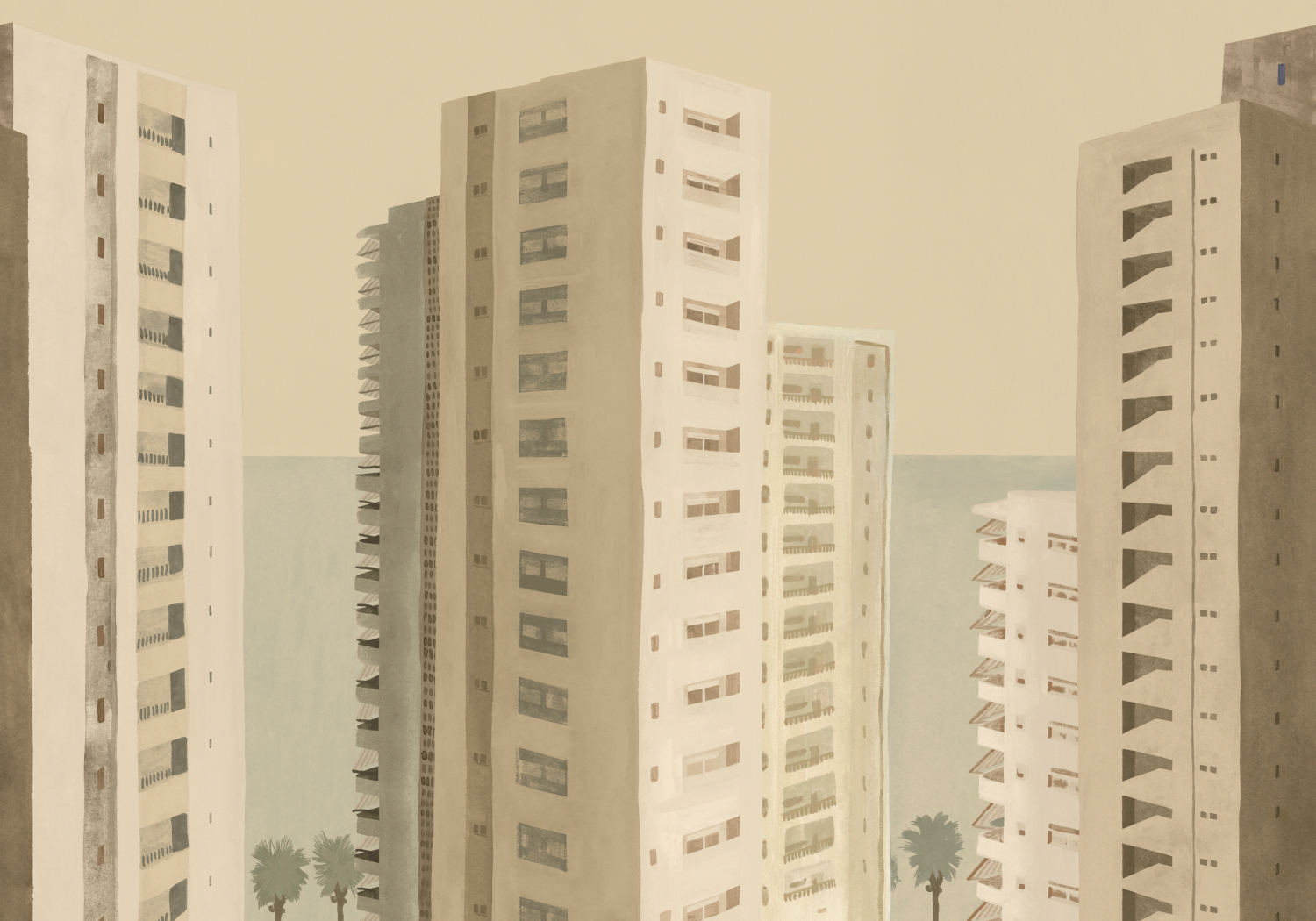 Wandbild Benidorm - Beige