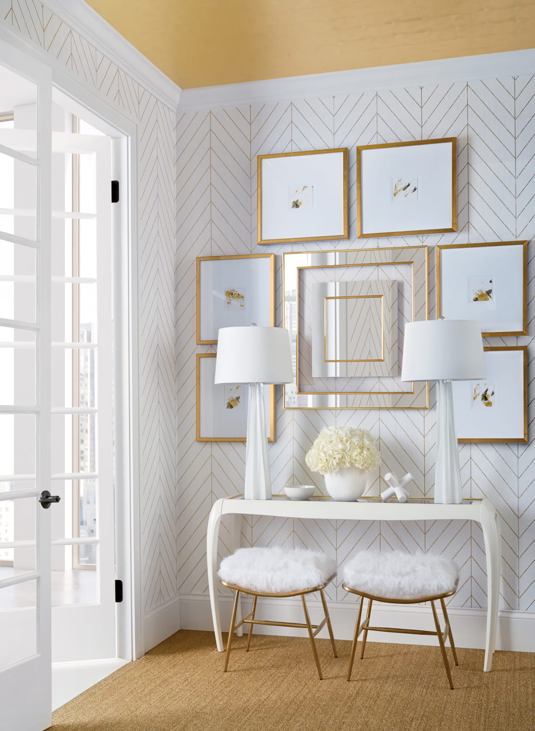 Tapete Land Bridge - White and Metallic Gold