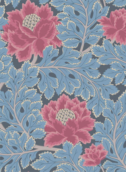 Tapete Aurora - Cerise & Cerulean Blue on Midnight