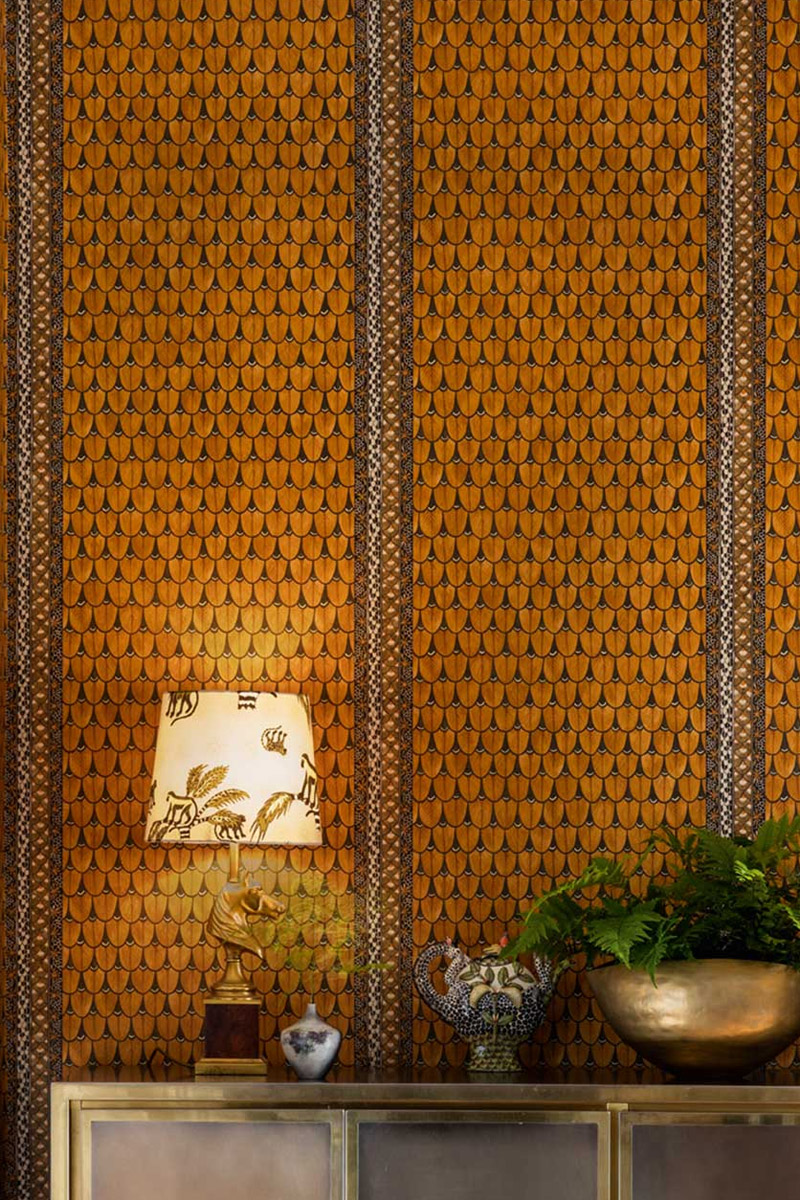 Tapete Ardmore Border - Orange/ Charcoal