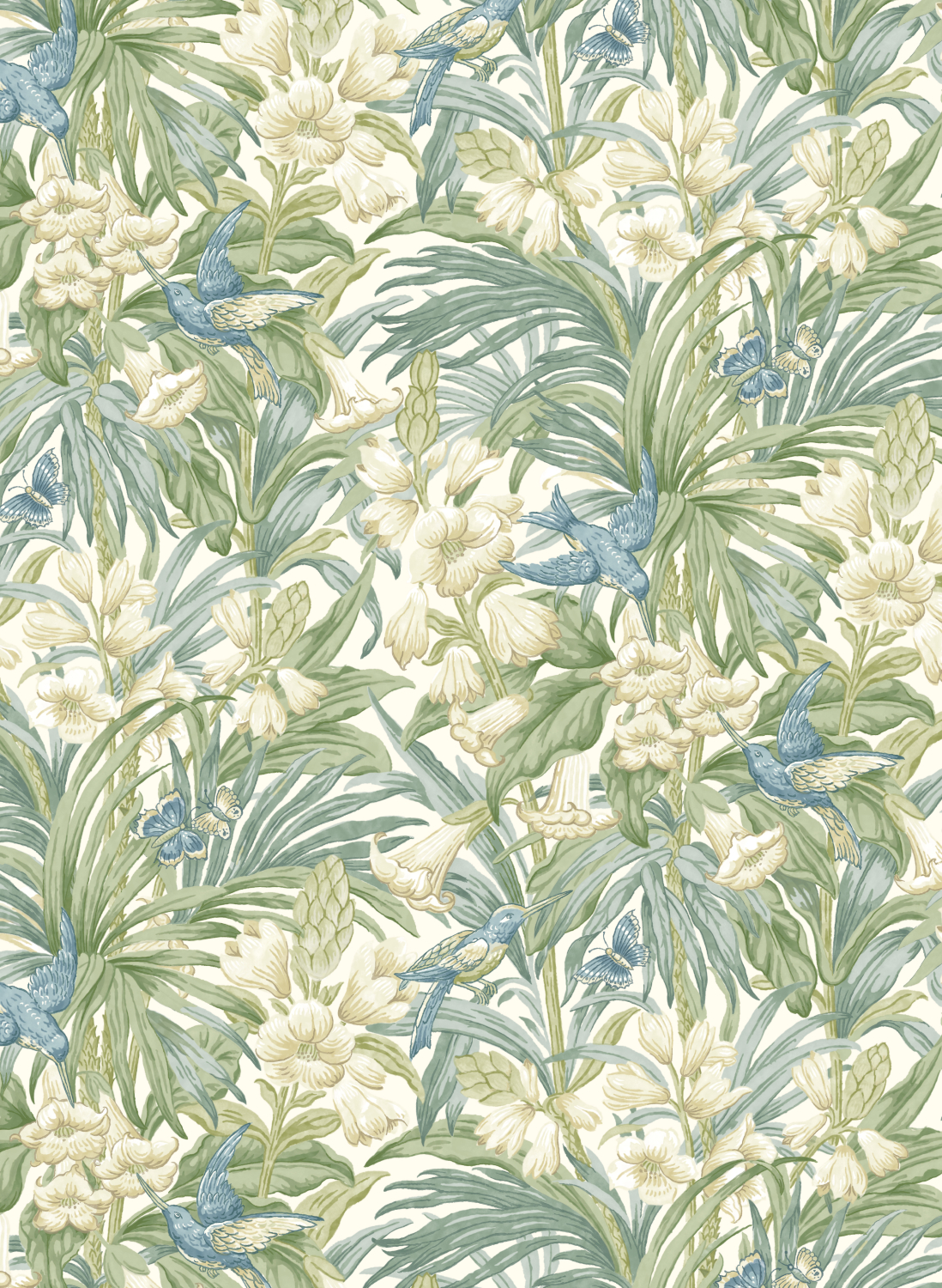 Tapete Trumpet Flowers - Blue/ Green