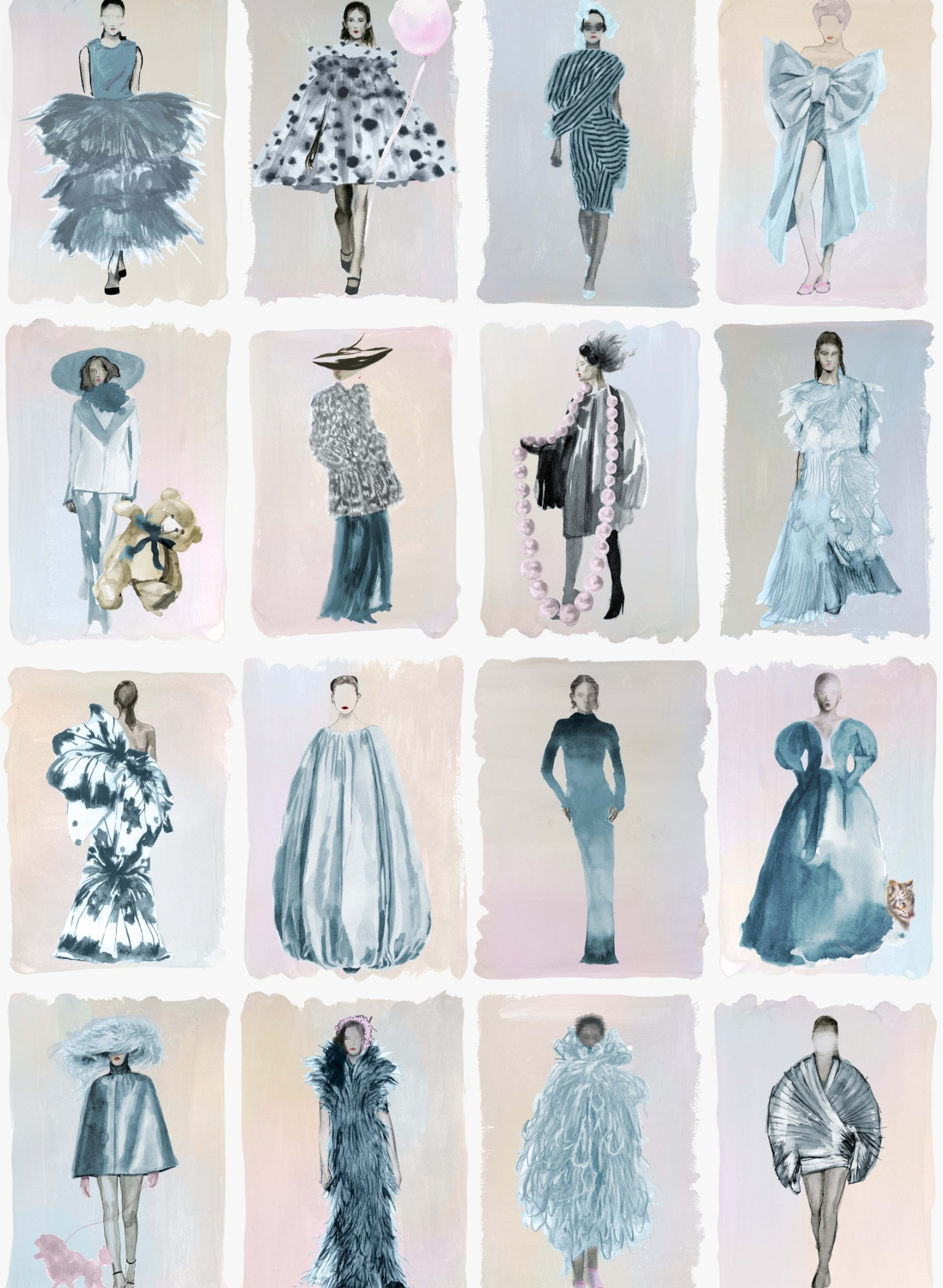 Tapete Couture Carousel - China Blue Pearl