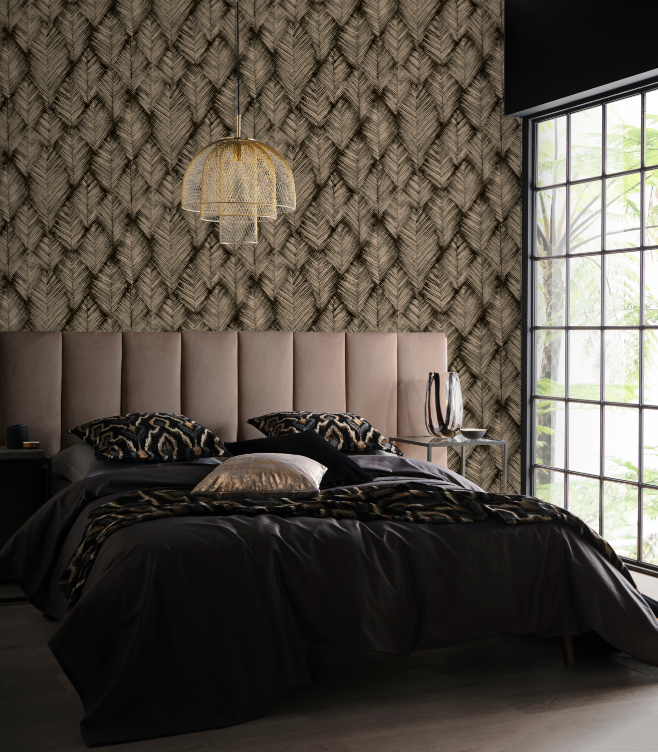 Tapete Folius - Charcoal/ Gilver
