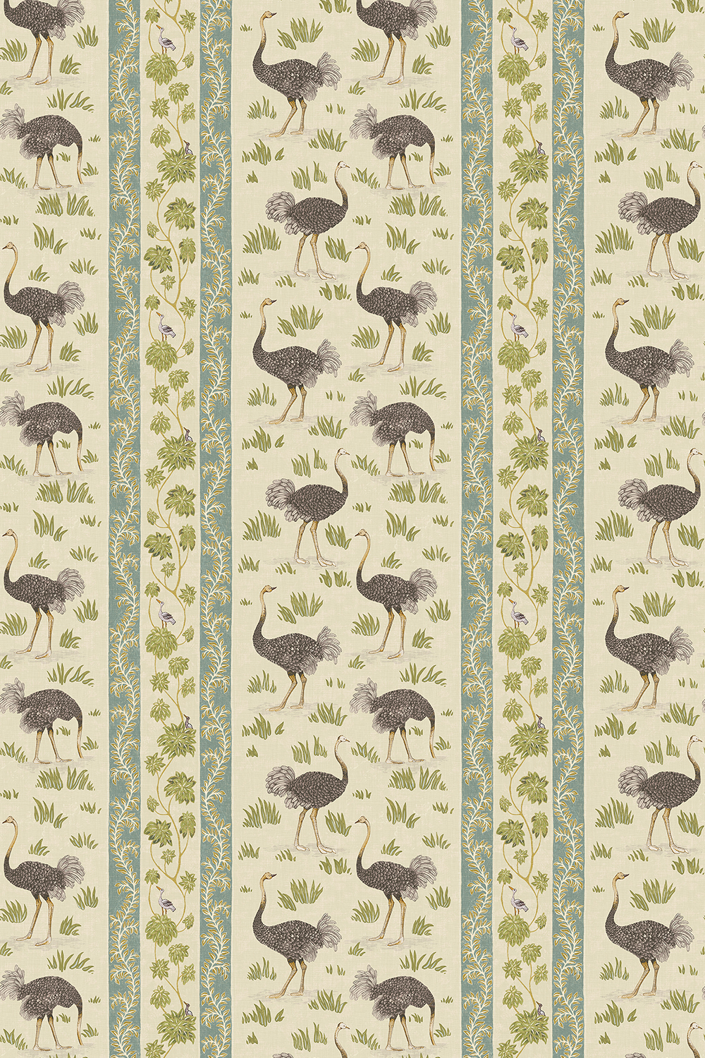Tapete Ostrich Stripe - Cream and Green
