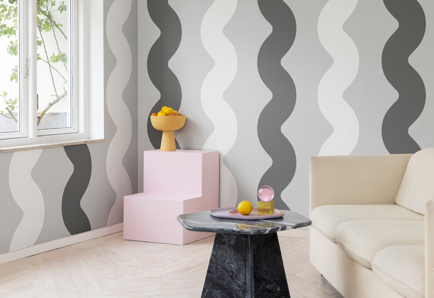 Wandbild Wobbly - Black/ White