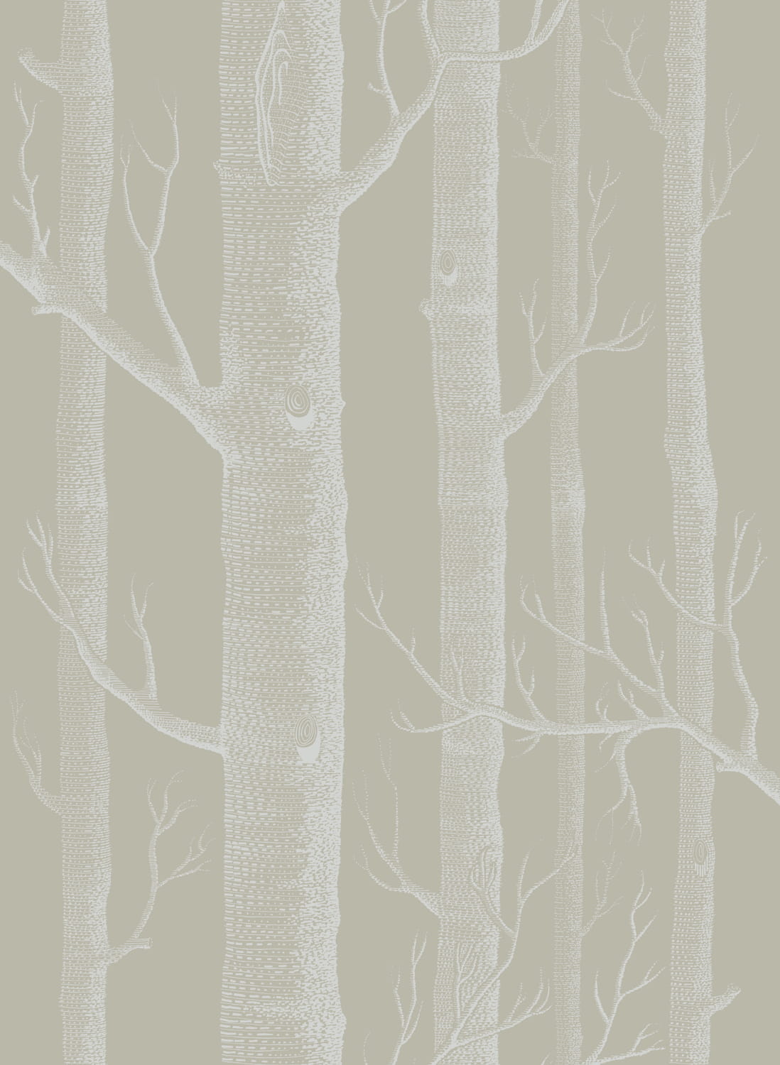 Tapete Woods - White on Old Olive