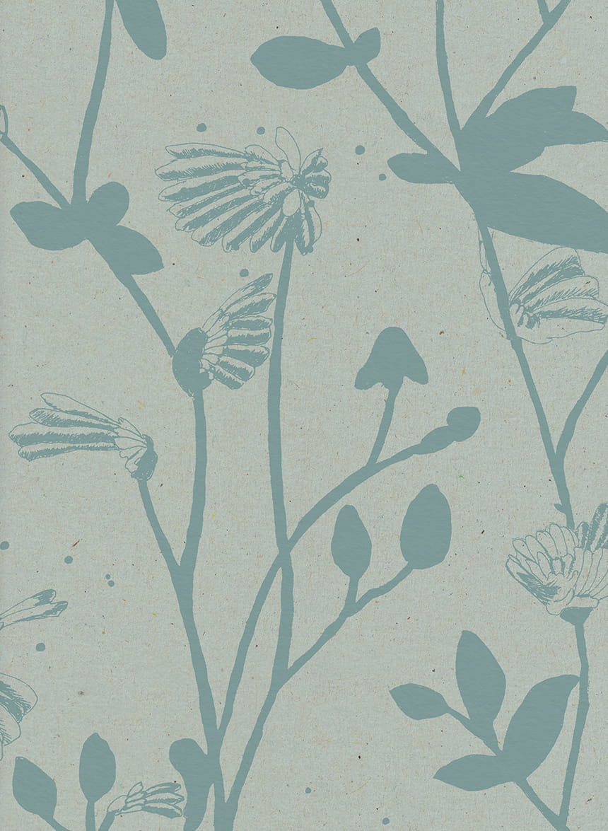 Tapete Feather Plant - Aquamarine