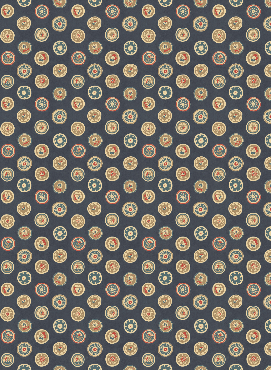 Papier peint Court Buttons - Indigo