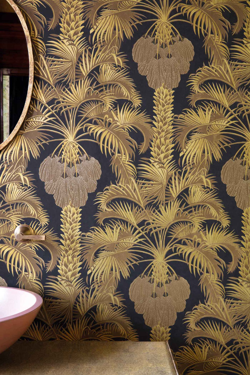 Tapete Hollywood Palm - Charcoal/ Gold