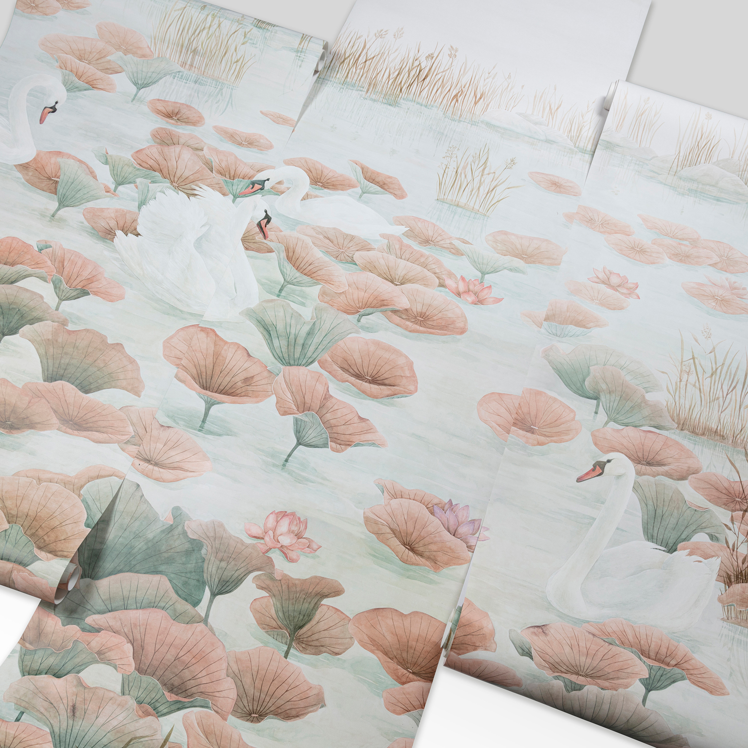 Wandbild Classic Swan Lake - Terracotta