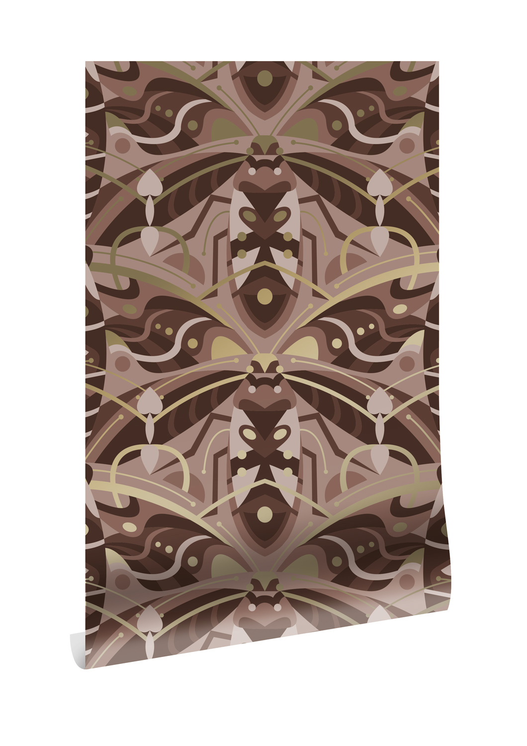 Tapete Art Deco Animaux Beetle Gold - Taupe