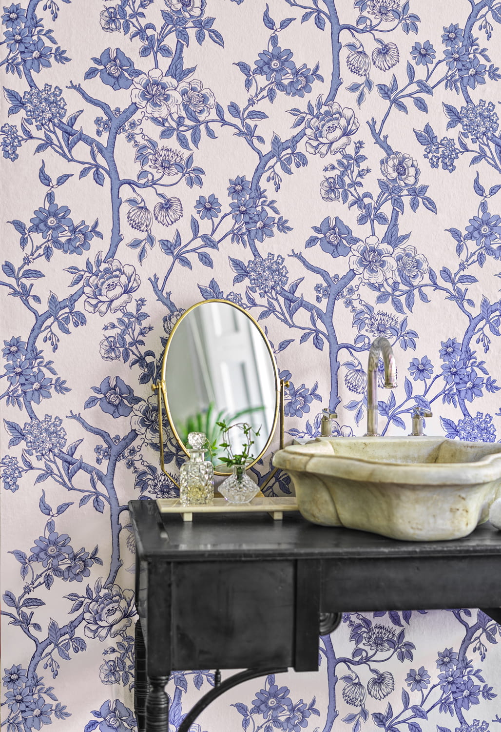 Tapete Paradise Tree - Cornflower Blue and Soft White