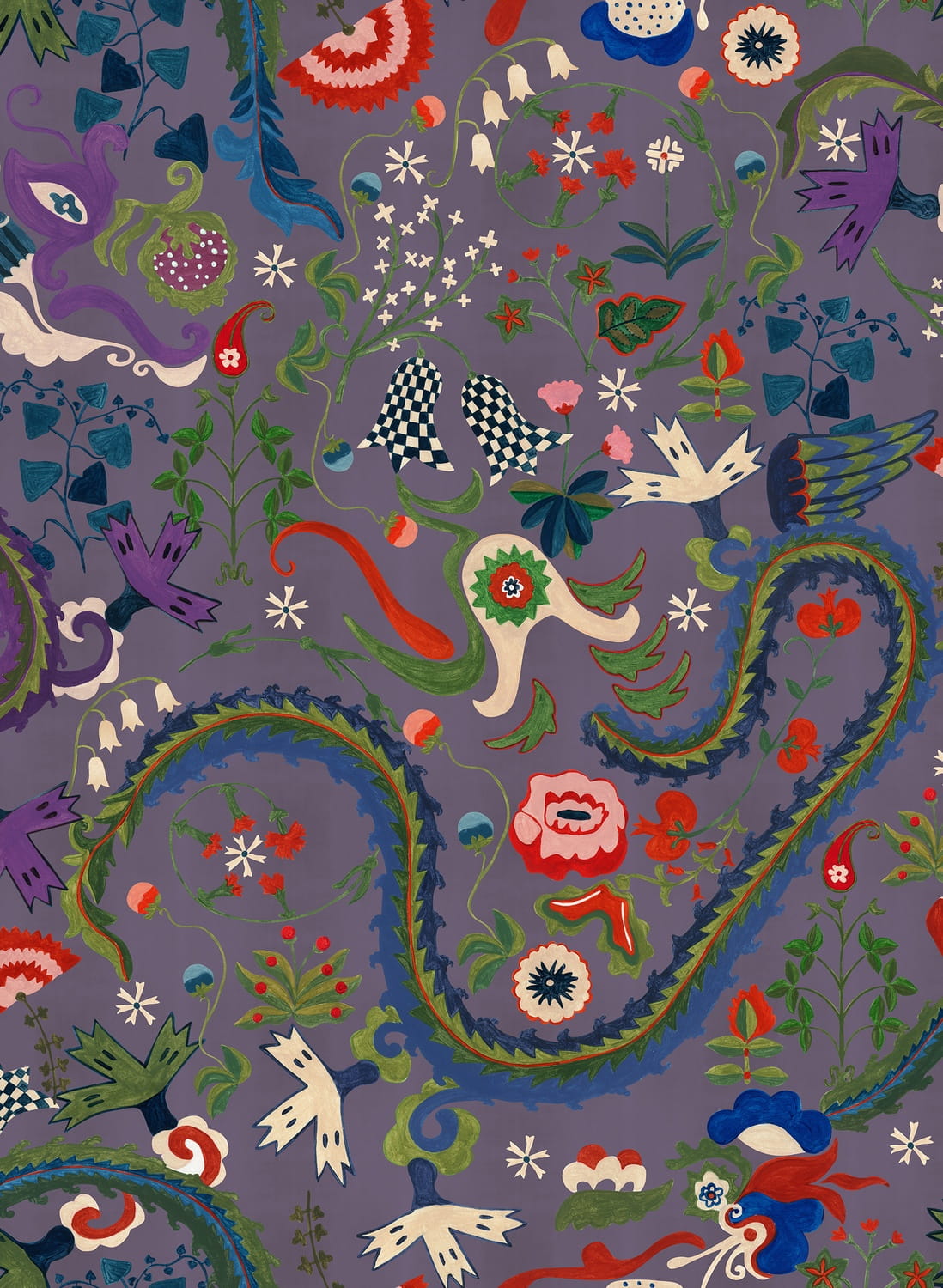 Wandbild Dragon Flower - Purple