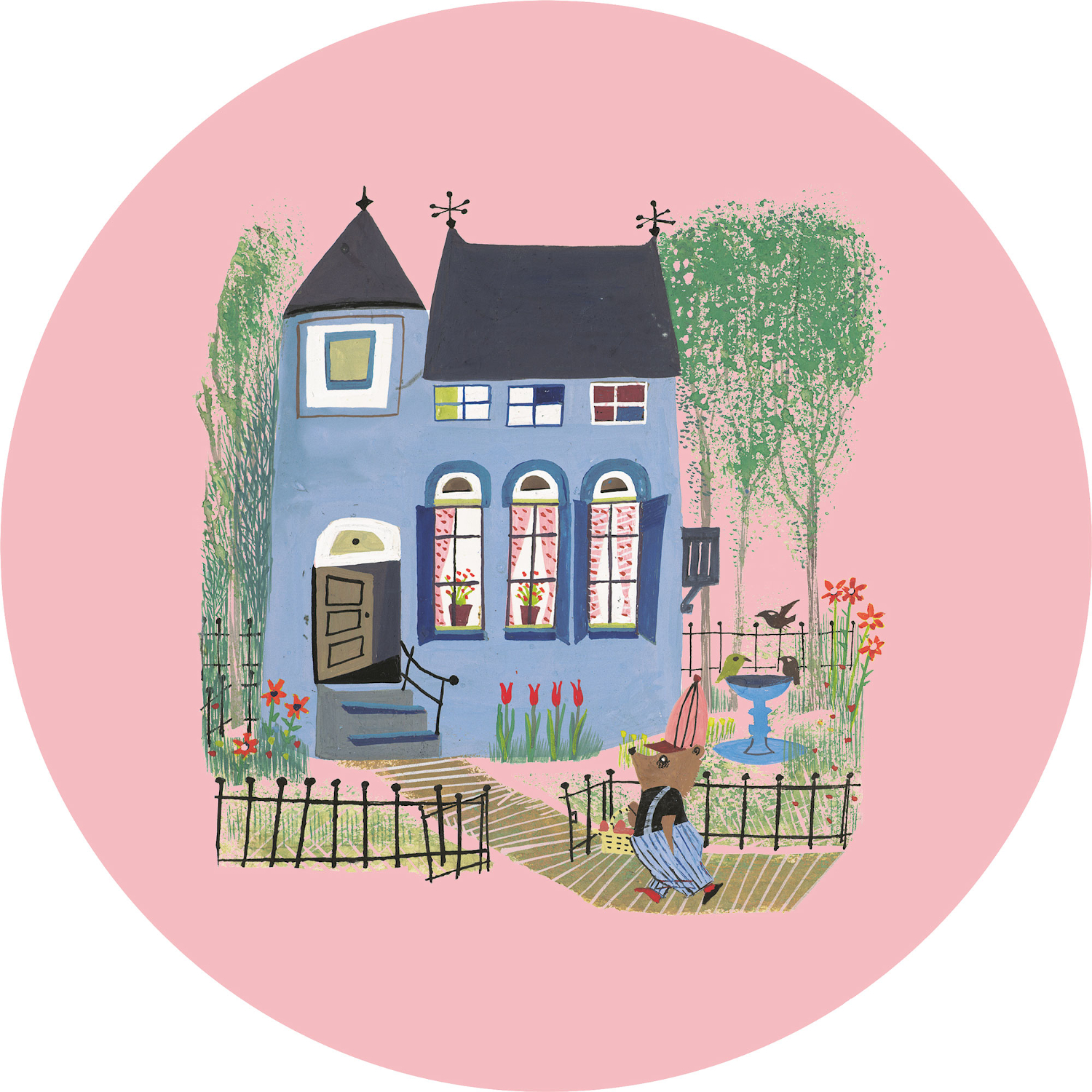 Carta da parati panoramica Bear Blue House - Multicolor - Ø 1,9m