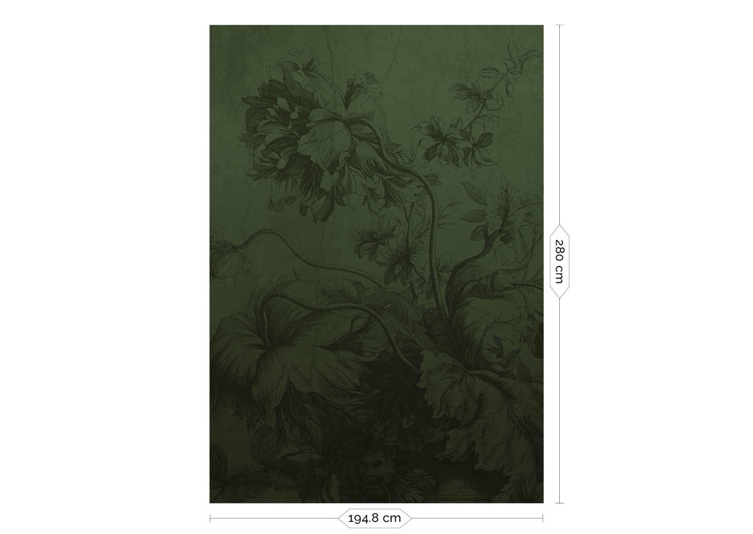 Wandbild Gradient Flowers Uyterlinde - Green 195 cm