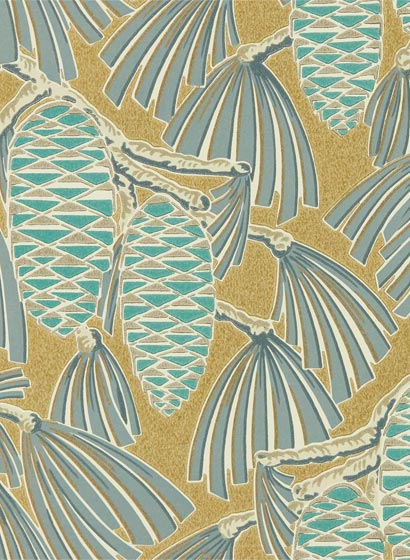 Tapete Foxley - Kingfisher/ Gold