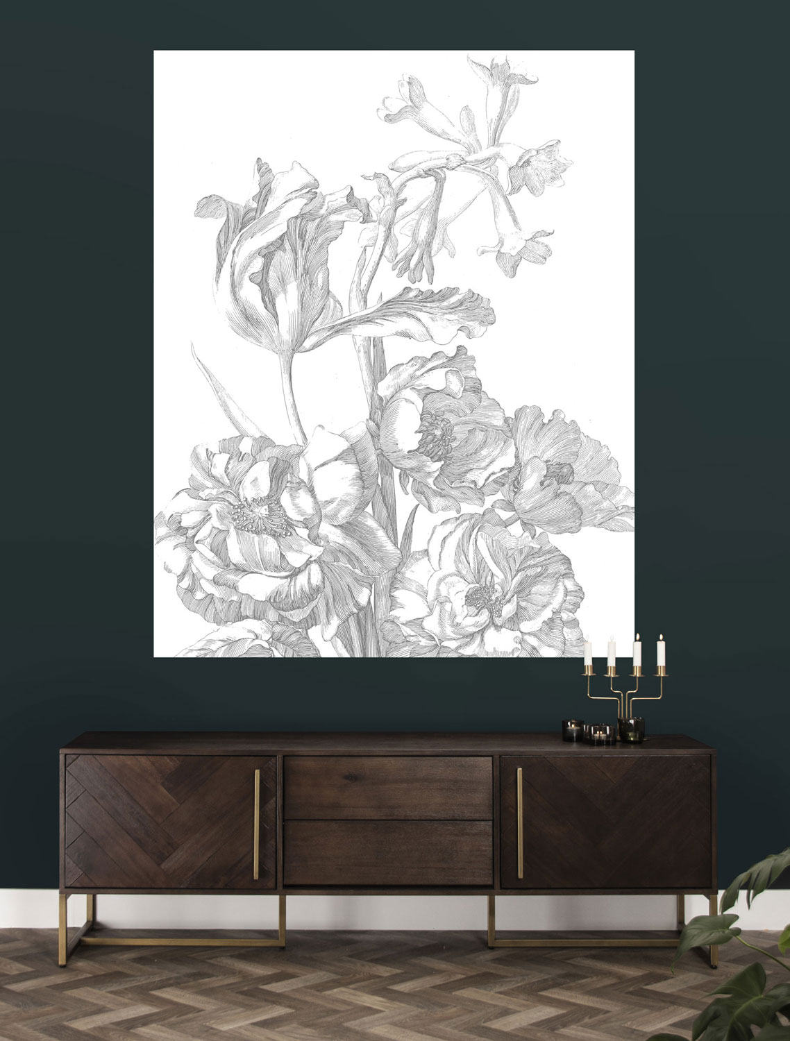 Wandbild Engraved Flowers 4 - XS
