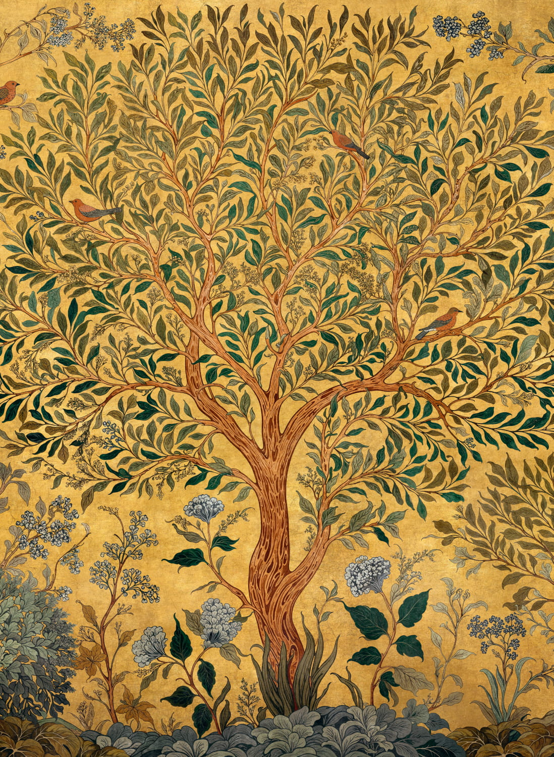 Wandbild Varanasi Tree - Mustard