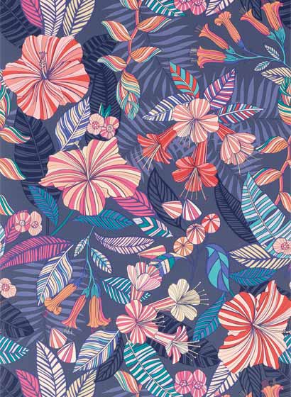 Tapete Valldemossa - Midnight/ Coral/ Jade