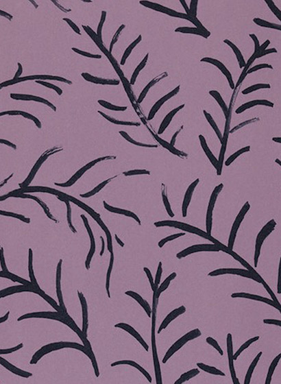 Tapete Matisse Leaf - Malve/ Holzkohle