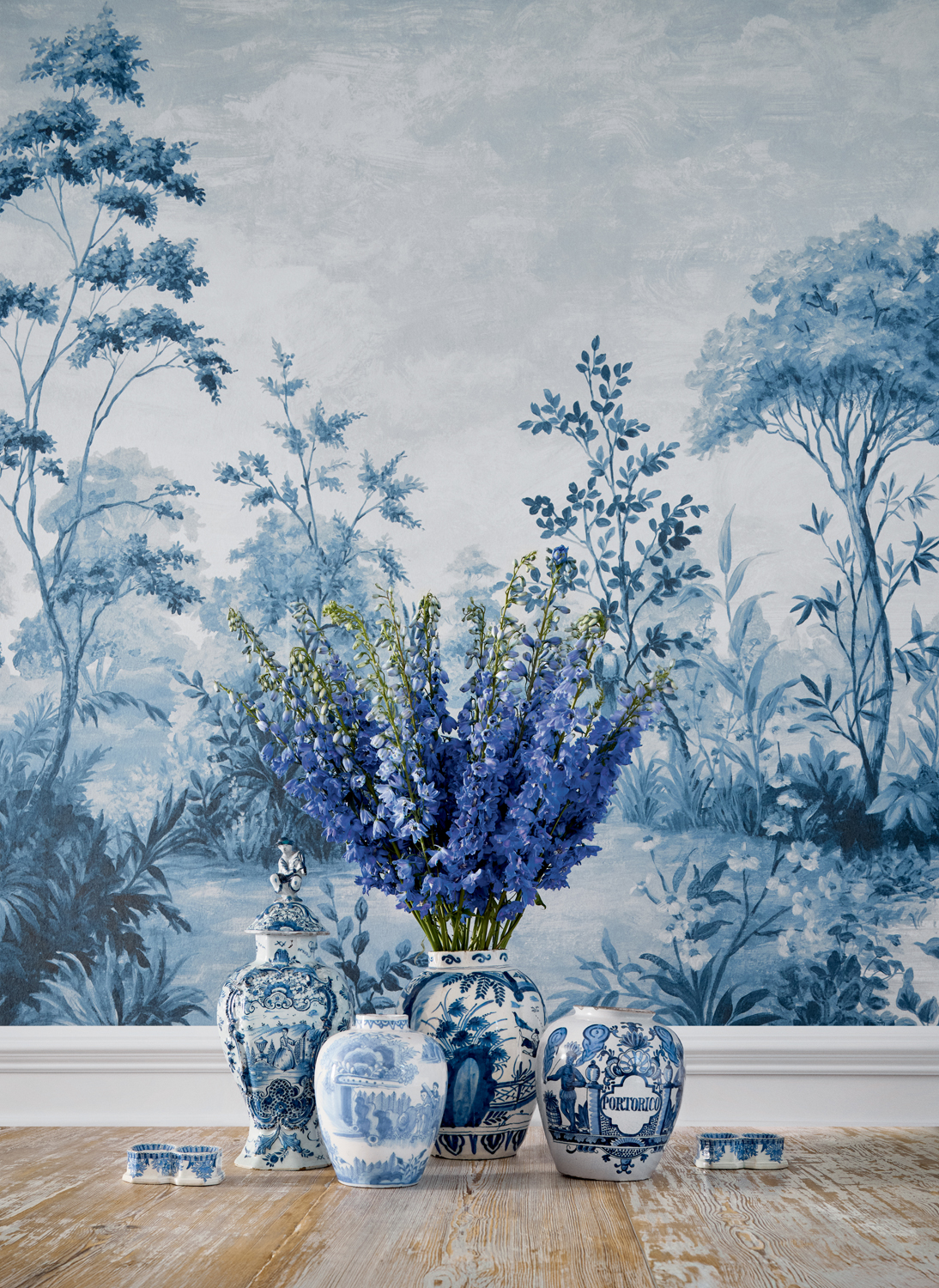 Wandbild Cumbria - Blue and White on Pearl