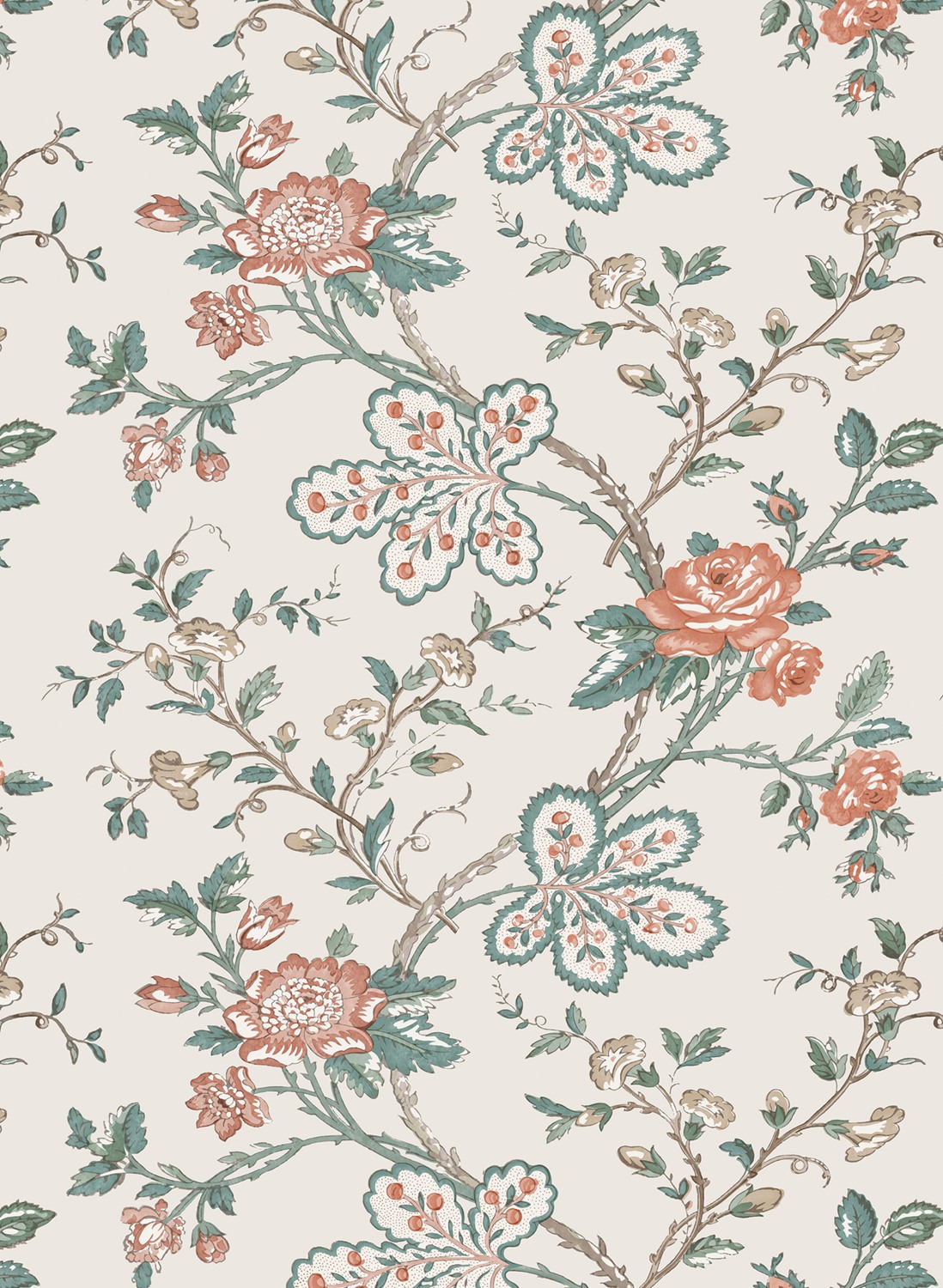 Tapete Genevieve - Teal/ Coral/ Ivory
