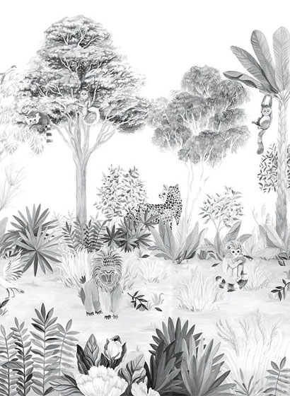 Wandbild Jungle - Grey