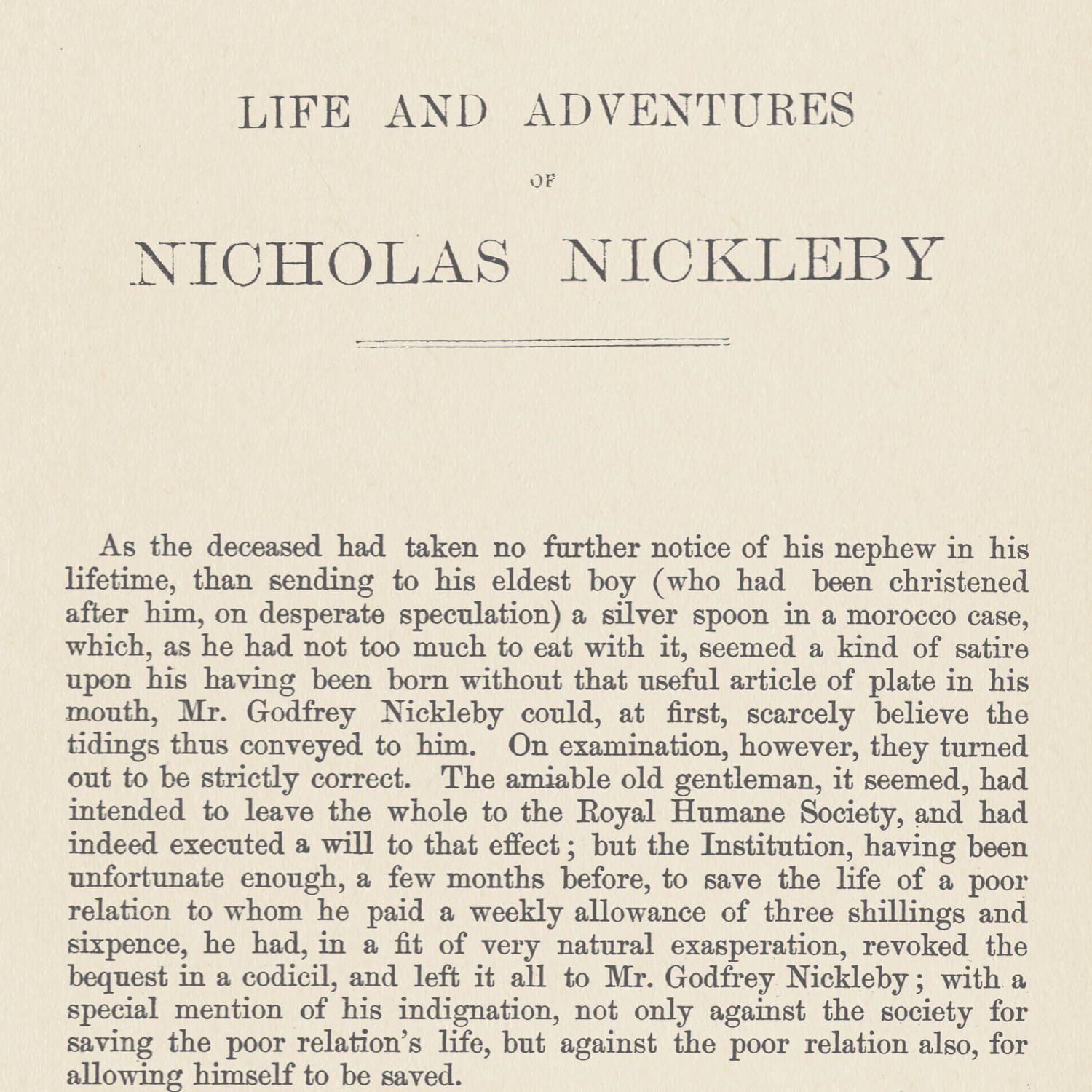 Wandbild Nicholas Nickleby - Schnn