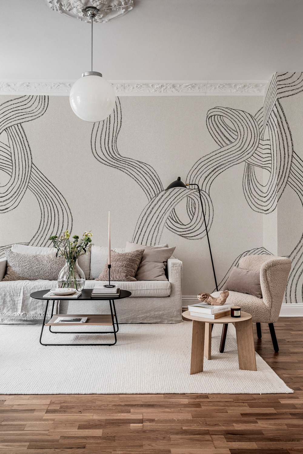 Wandbild Stripes - Graphite