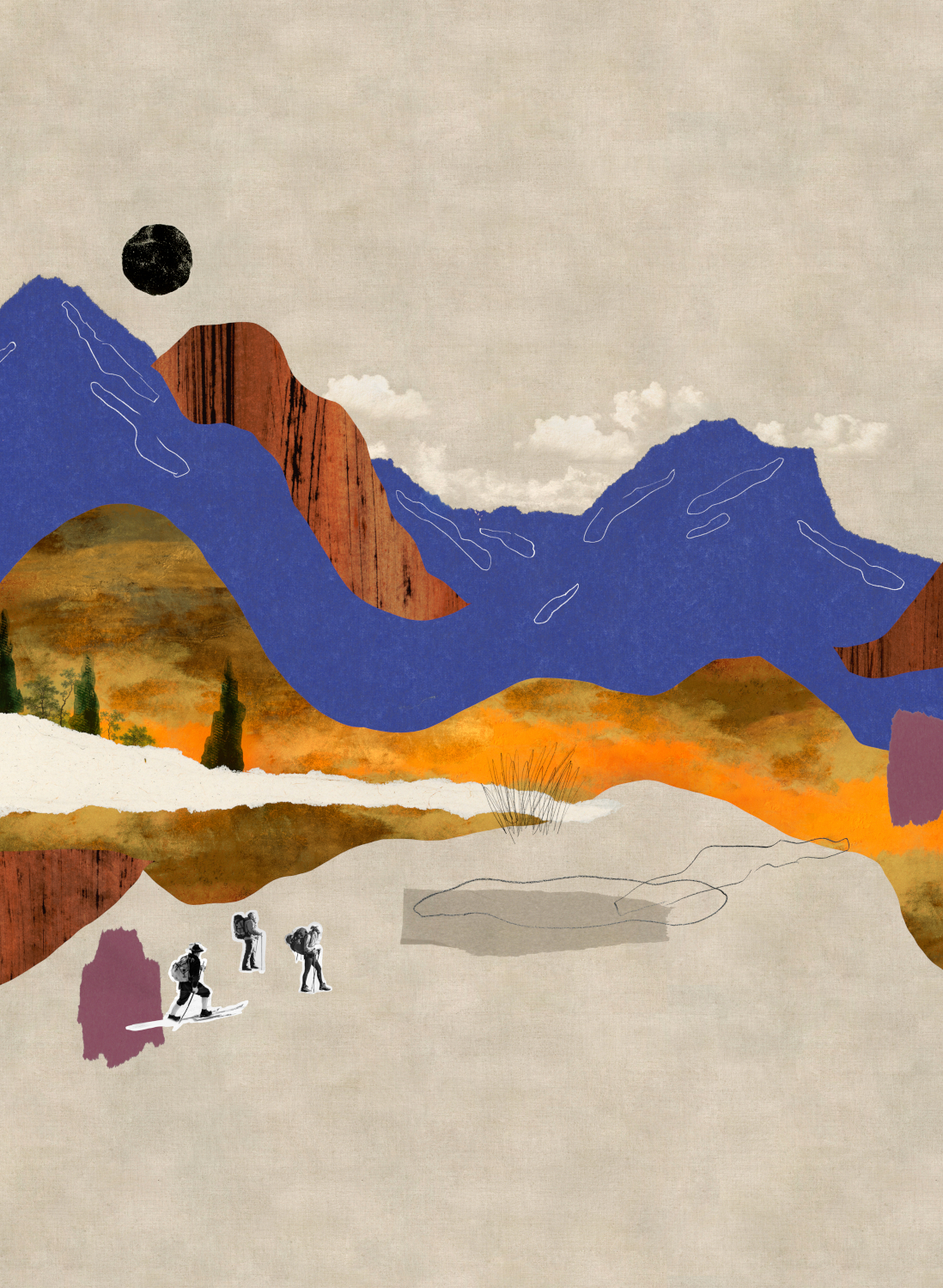 Wandbild Landscape Collage - Beige