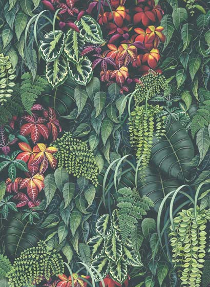 Tapete Green Wall - Emerald Green / Red