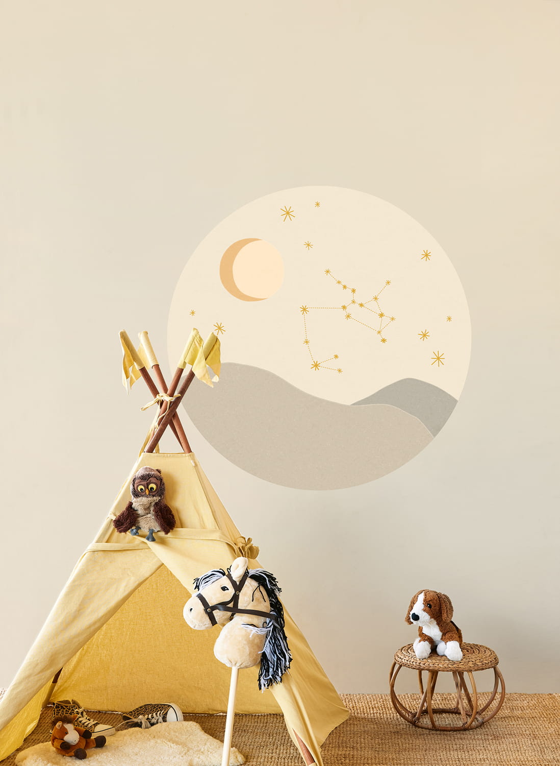 Wandbild Star Sign Circles Beige