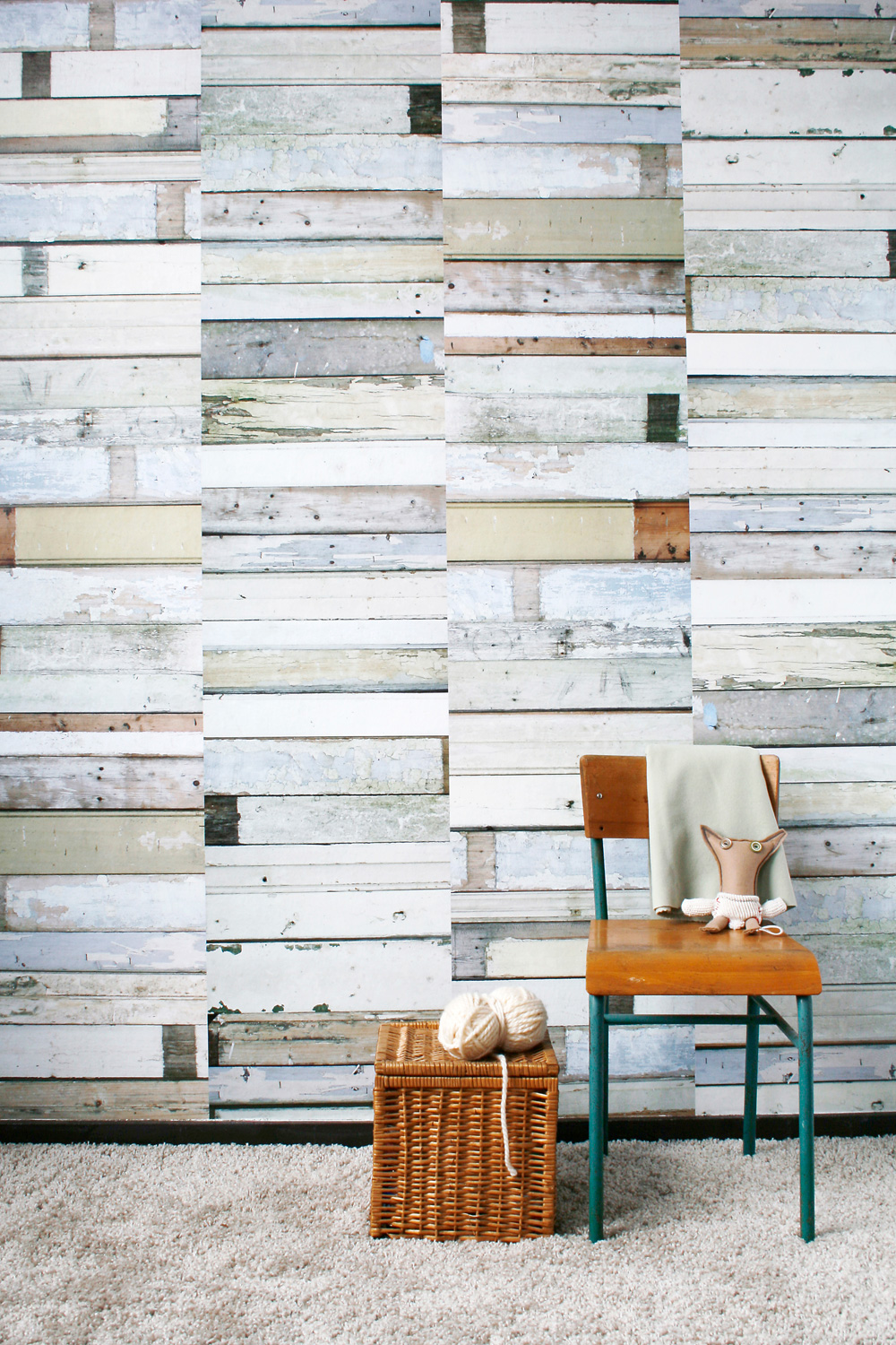 Carta da parati Scrapwood White - Scrapwood White
