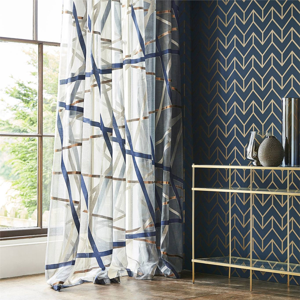 Tapete Tesselation - Marine/ Copper