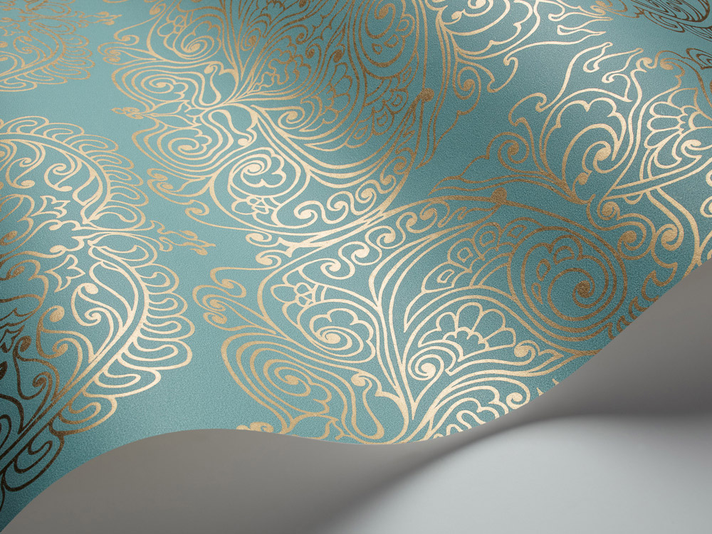 Tapete Alpana - Metallic Gold on Petrol