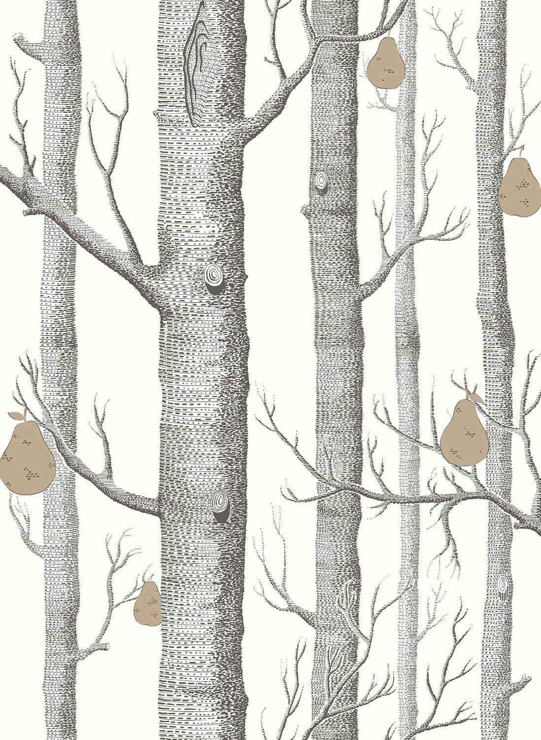 Tapete Woods & Pears - Black/ White/ Gold