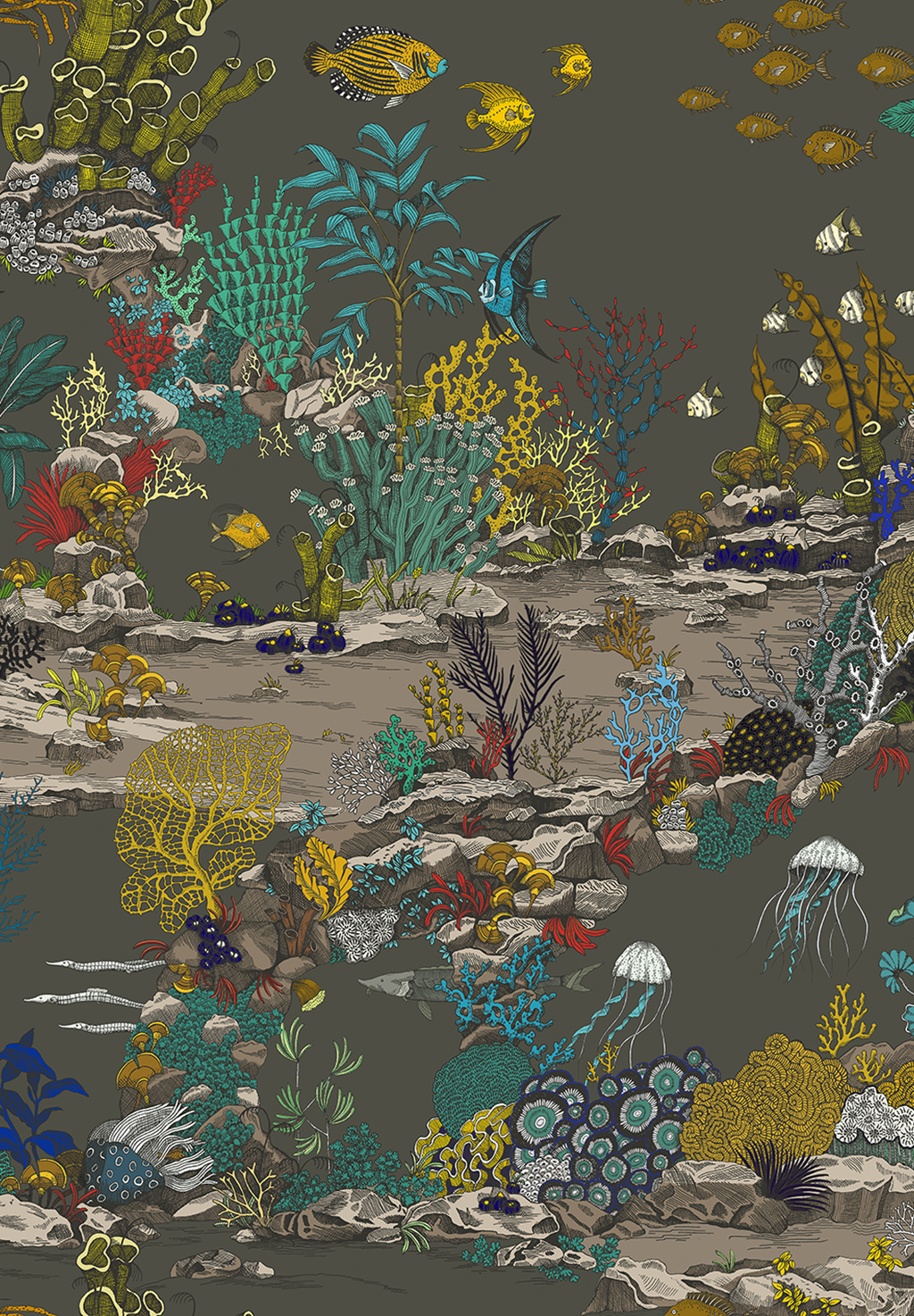 Tapete Underwater Jungle - Graphite/ Jewel Highlights