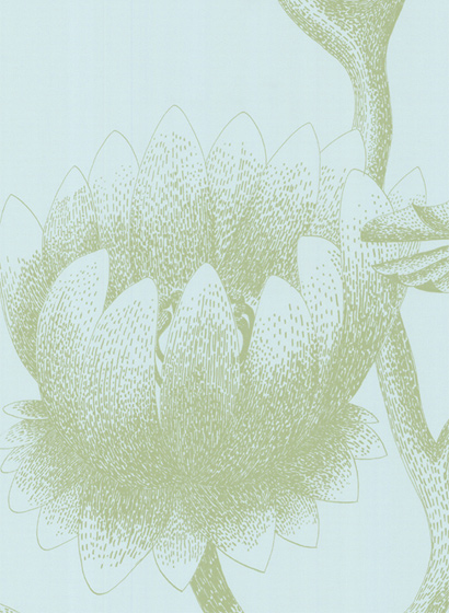 Tapete Lily - Olive Green on Seafoam