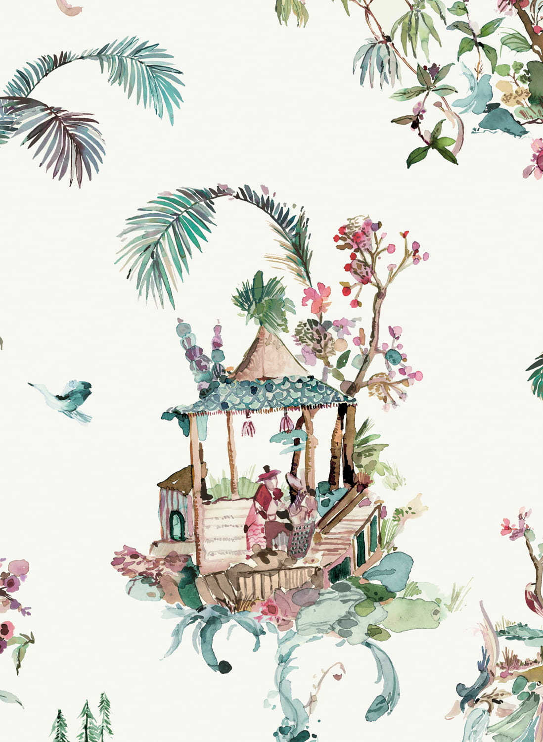 Tapete Toile Chinoise - Teal/ Magenta