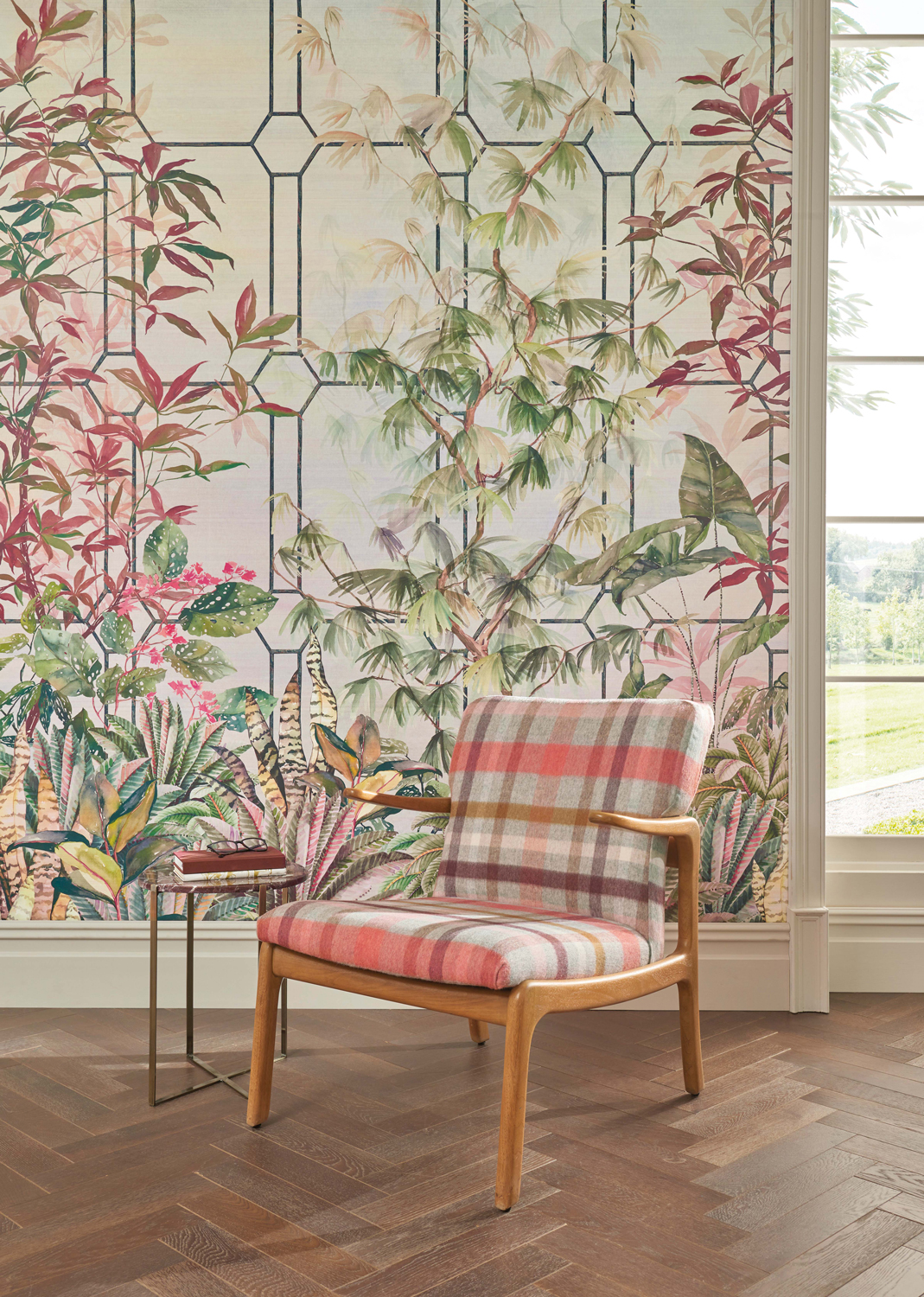 Wandbild Katsura - Olive/ Coral/ Charcoal