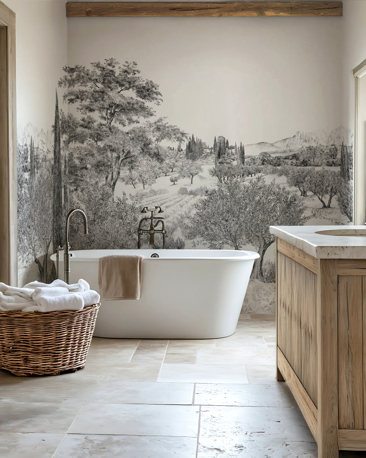 Wandbild Provence - Grisaille Panel A