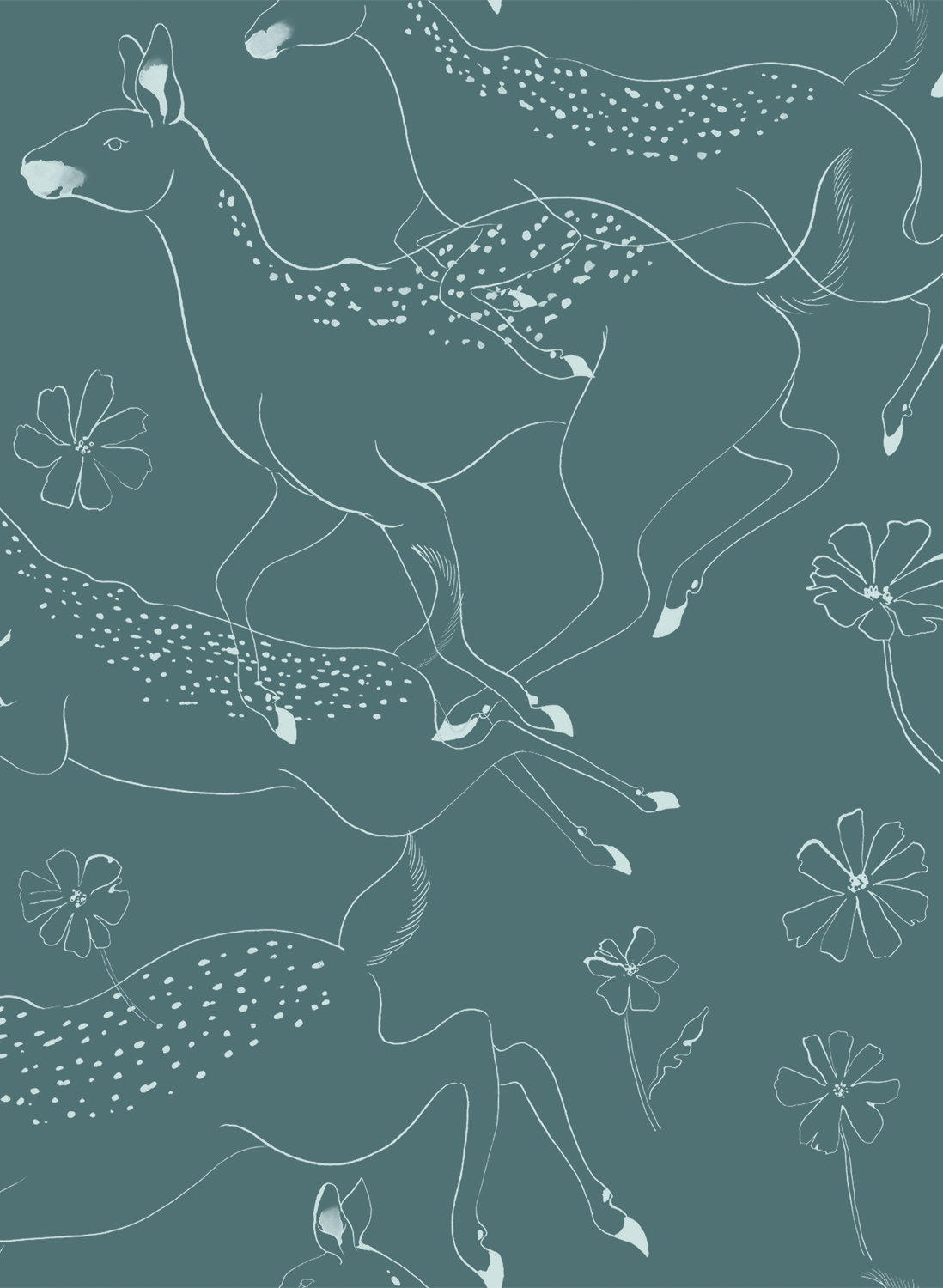Wandbild Jumping Bambis - Aqua