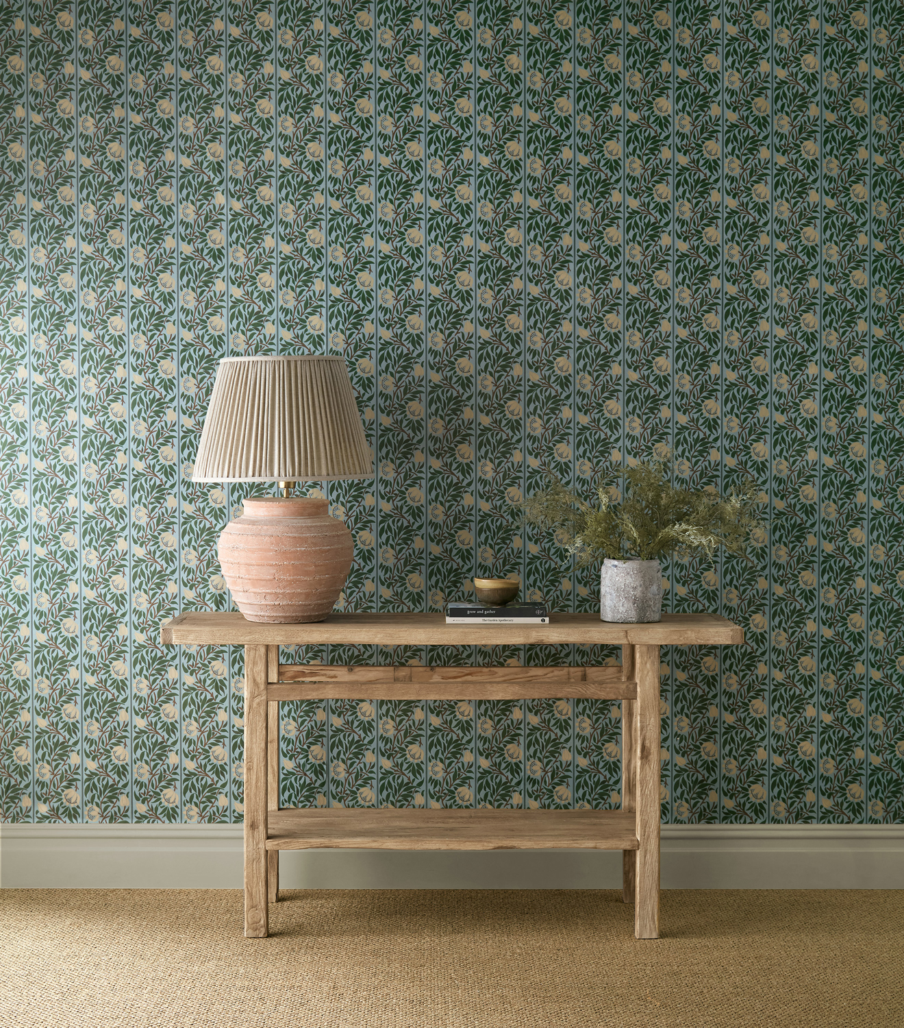 Tapete Peony Trellis - Soft Blue/ Nettle