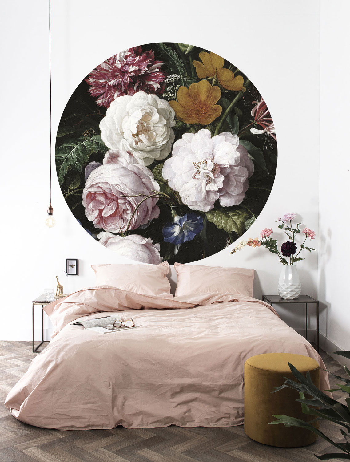 Wandbild Golden Age Flowers 1 Circle - M - 1.9m