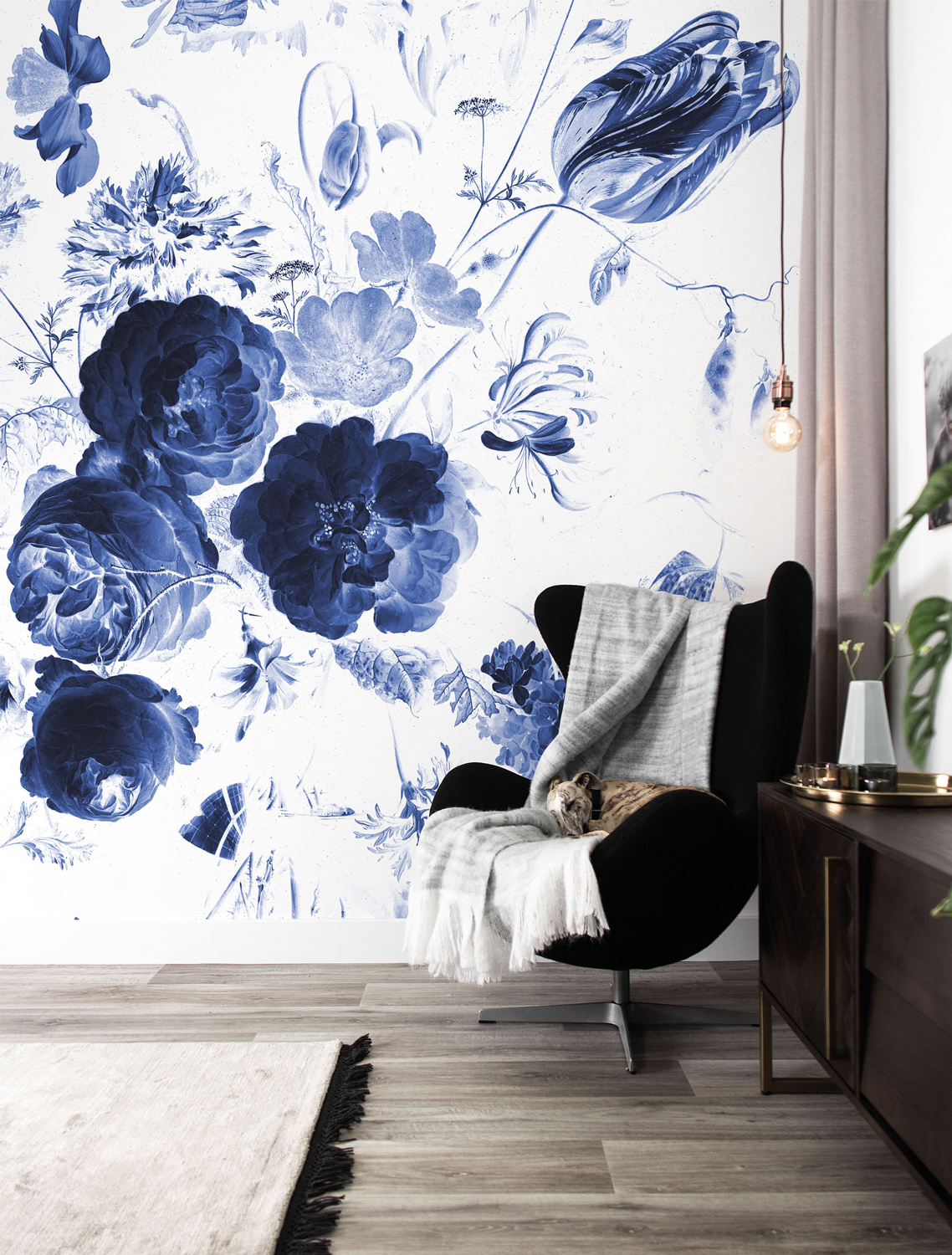 Wandbild Royal Blue Flowers 1 - Multicolor - 1.948m