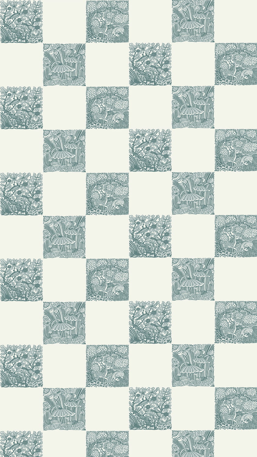 Tapete Animal Check - Osney Blue/ Skirting White